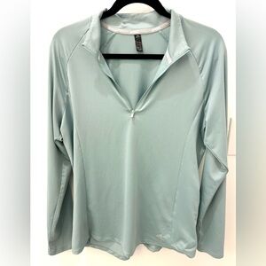 Women’s Adidas Golf Mint Green Zip Neck Mesh Long Sleeve Golf Shirt Size L EUC